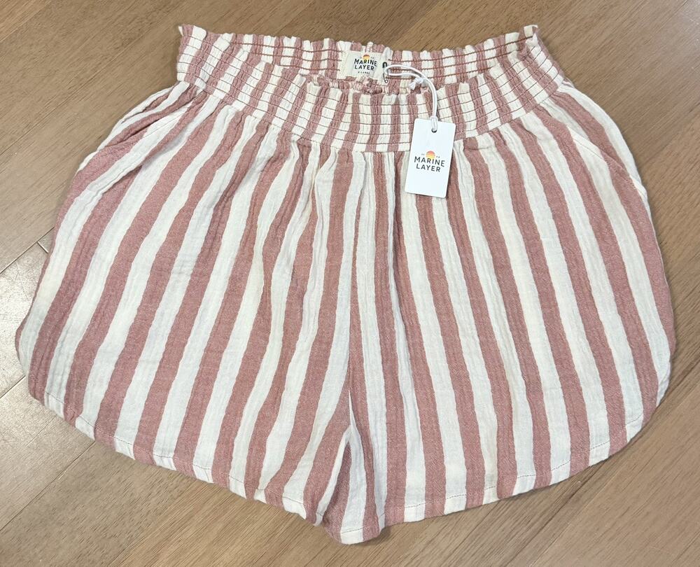 Marine Layer Shorts Womens XL Red Stripes Corinne Double Cloth Cotton Beach NWT